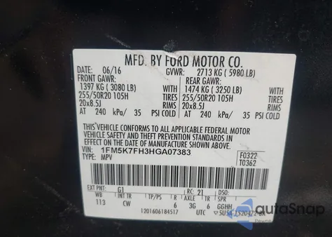 2017 Ford Explorer Limited z USA, uszkodzony, nr VIN 1FM5K7FH3HGA07383